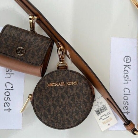 Michael Kors crossbody bag tech attached small coin purse airpod case brown - Picture 5 of 9